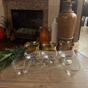 Avitra Golden Set Of Three Shrimp Cocktail Glasses With Two Liners